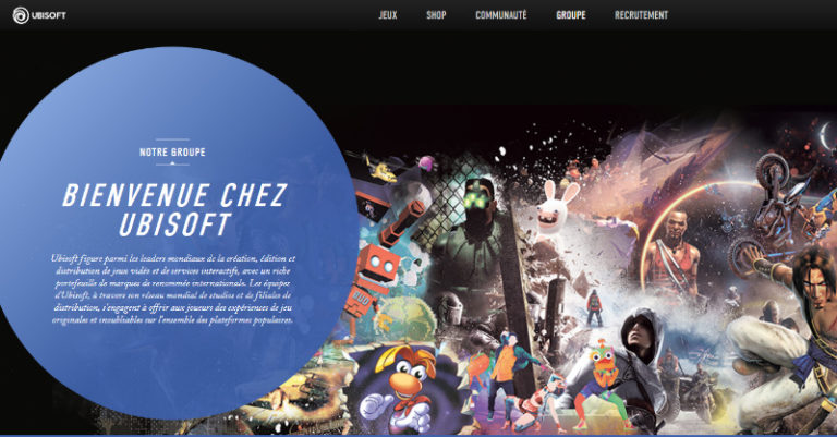 Ecran du site Web Ubisoft