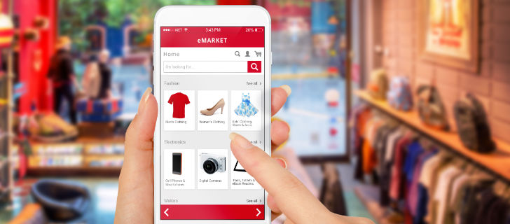 Application mobile eCommerce illustrant la Practice Consumer & Retail